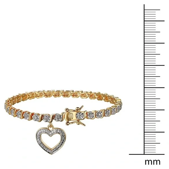 Forever Facets Women's 18K Yellow Gold Plated Diamond Accent  Bracelet, 7.25" - Picture 3 of 4